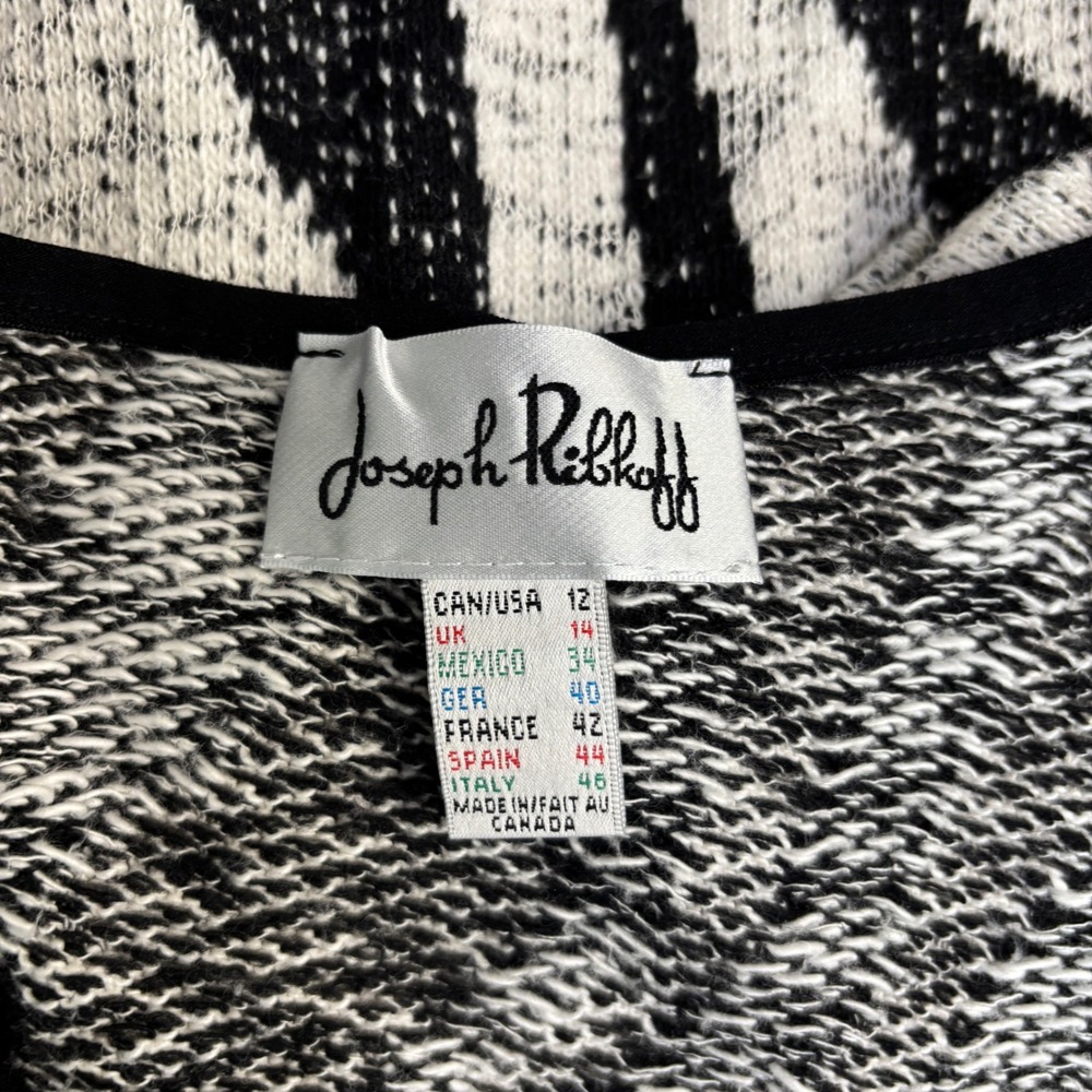 Joseph Ribkoff Zebra Print Cardigan Womens 12 Black White Studded Glam Punk Chic - Picture 6 of 11